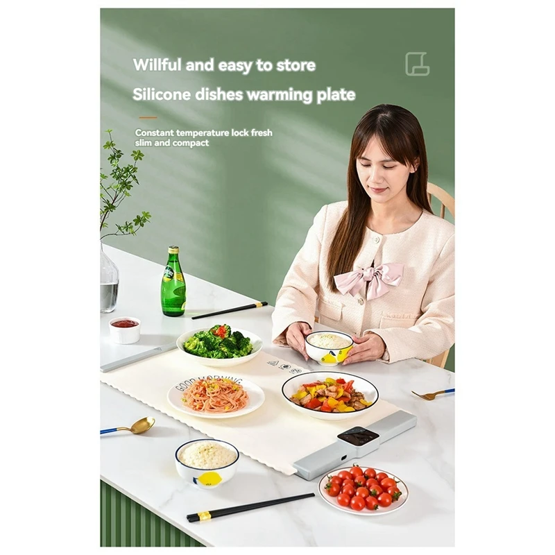 Premium Silicone Heating Mat For Food With Timing Function For Parties Holidays Entertaining And Home Dinners US Plug