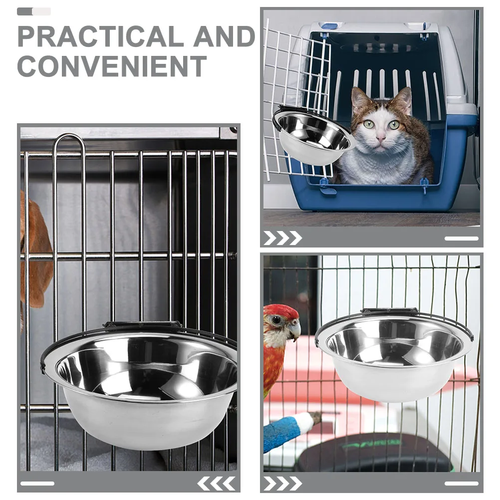 

Minkissy Dog Spill Proof Feeding Bowl Stainless Steel Hanging Pet Food Water Bowl for Crate Kennel Birds Cage Detachable Basin