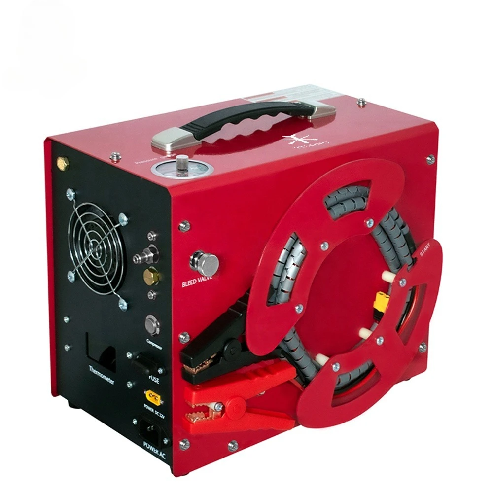CE OEM Red High Pressure 4500 psi/300 bar/30 trillion Pa 220 V/110 V Fan Cooling Automatic Stop 12v PCP Air Compressor