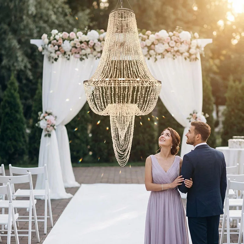 

4PCS 120 CM Crystal Acrylic Bead Curtain Pendant Wedding Engagement Stage Decor Hanging Decor for Engagement Background Wall