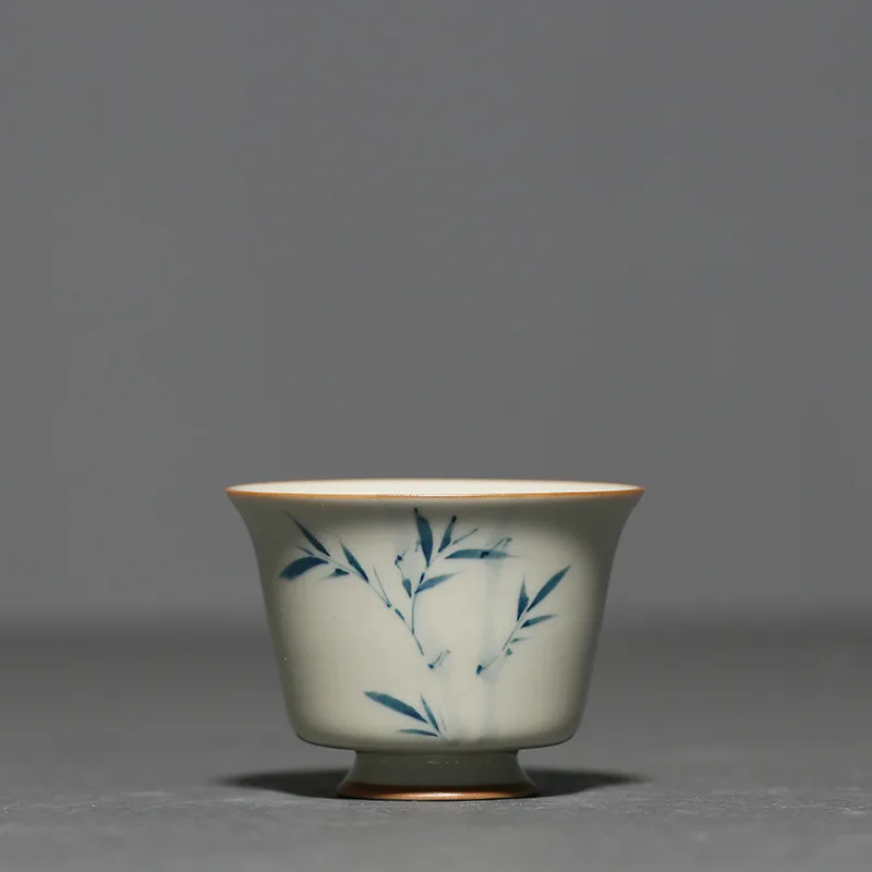 

1 Pc Chinese Ceramic Tea Cup Handmade Bamboo Leaves Teacup Personal Tea Bowl Household Porcelain Master Cup Tea Set Accessories