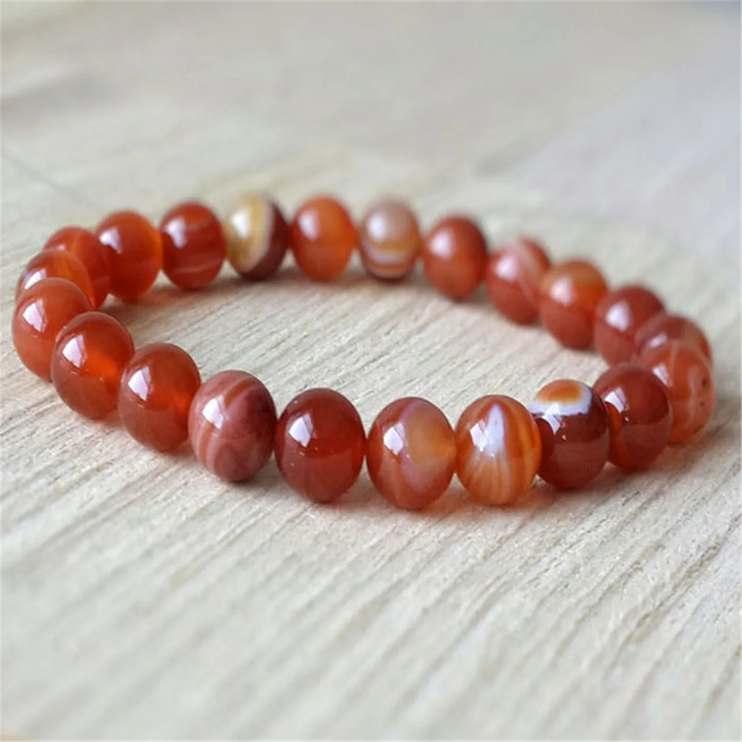 

8mm Natural Striped Agate Mala Bracelet Classic Eco-Friendly Semi-Precious Stones Party Prayer