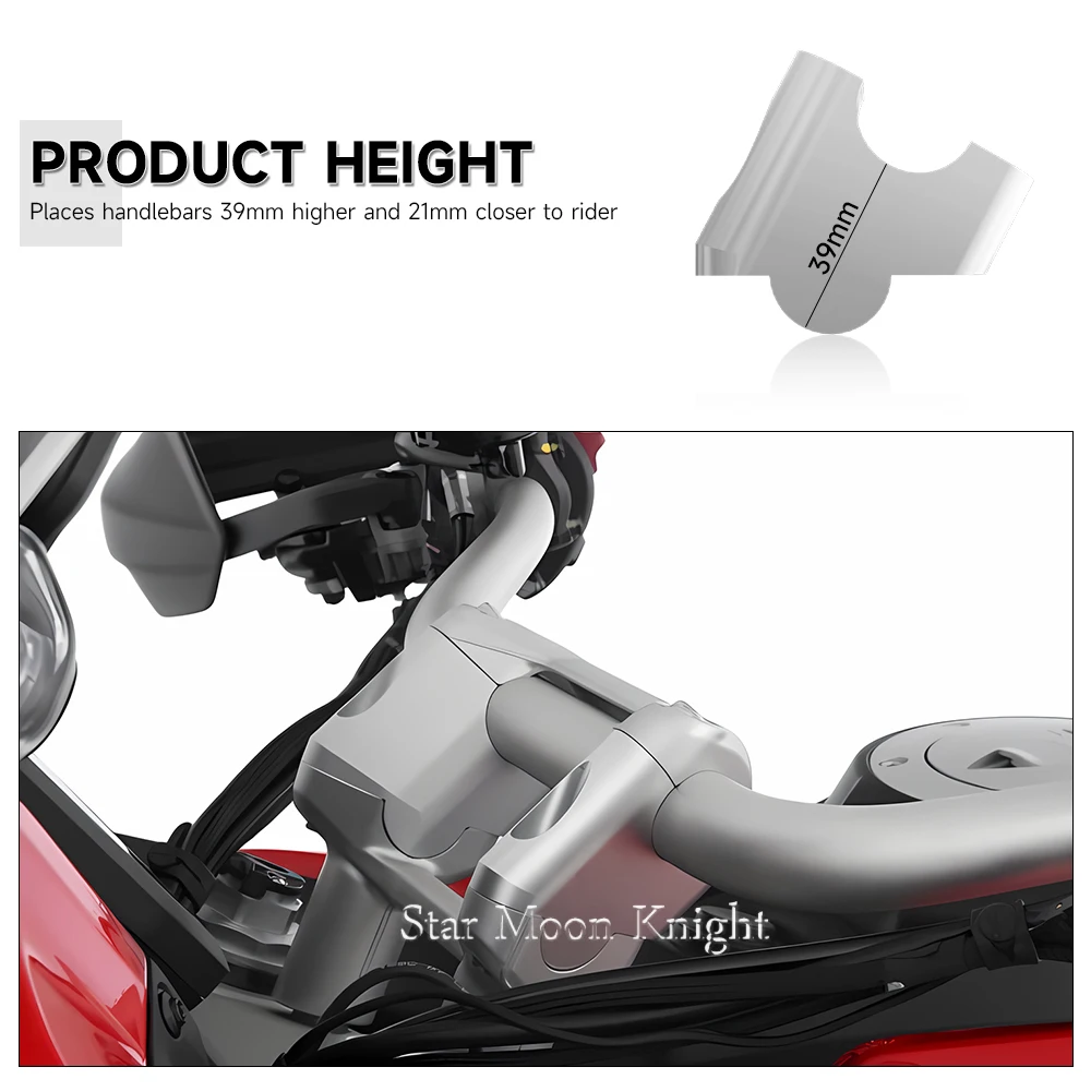 Motorcycle Handlebar Riser For Ducati Multistrada V4S Rally Pikes Peak 2021- MultistradaV4 Handle Bar Clamp Extend Mount Adapter