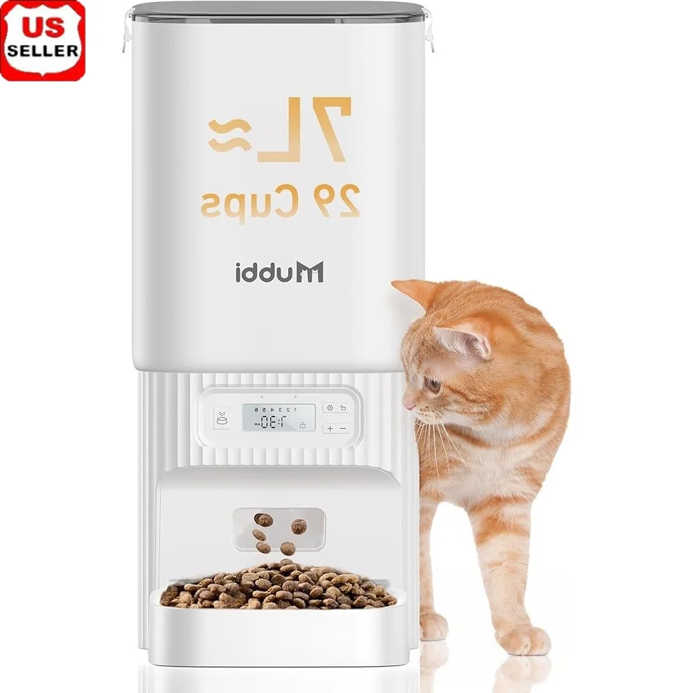 

Automatic Cat Dog Feeder 7L 29 Cups Timed Portion Control Multiple Pets Jam Free Design Dual Power Supply Easy Clean