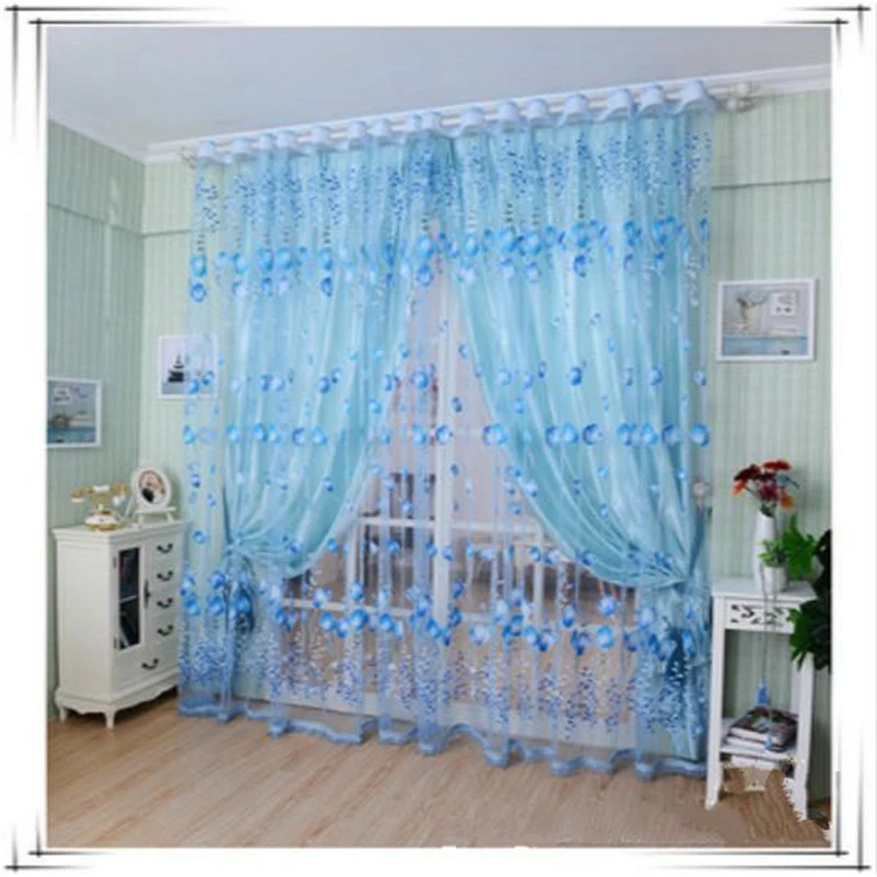 200*100 CM Modern Tulle Curtains For Living Room Purple Curtains For Children Bedroom Door Kitchen Window Creative Drape