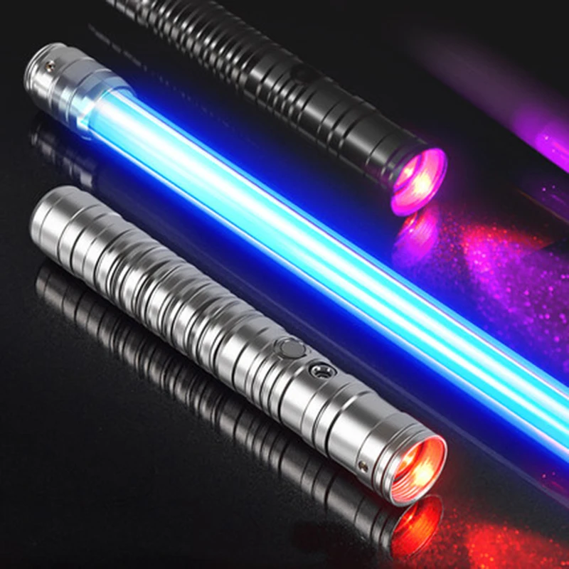 Metal Handle Cosplay Double-edged Lightsaber RGB 7 Colors Change LED Laser Sword Two In One Switchable Saber Sound Full Gift