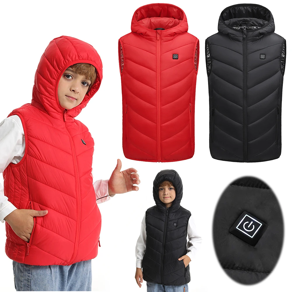 10 Zones Electric Heated Jackets USB Instant Warmth Heated Vest Waistcoat Thermal Winter Warm Jacket for Kids Boys Girls Outdoor