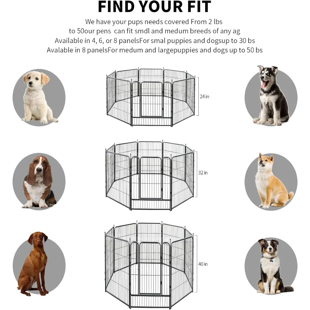 Folding Indoor Outdoor Anti-Rust Dog Exercise Fence (16 Panels 32/40/45 Inch Height in Heavy Duty 32 Inch) Freight Free Pet Cage