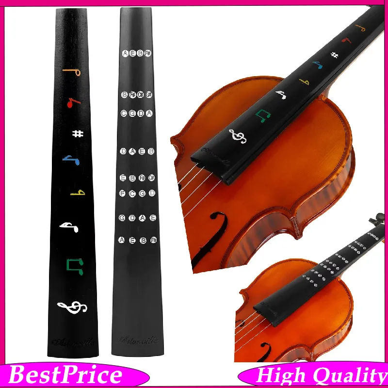 Violin Ebony Fingerboard Inlaid Shell String Instrument Replacement Fretboard for 4/4 Violin Repair Modification Maintenance