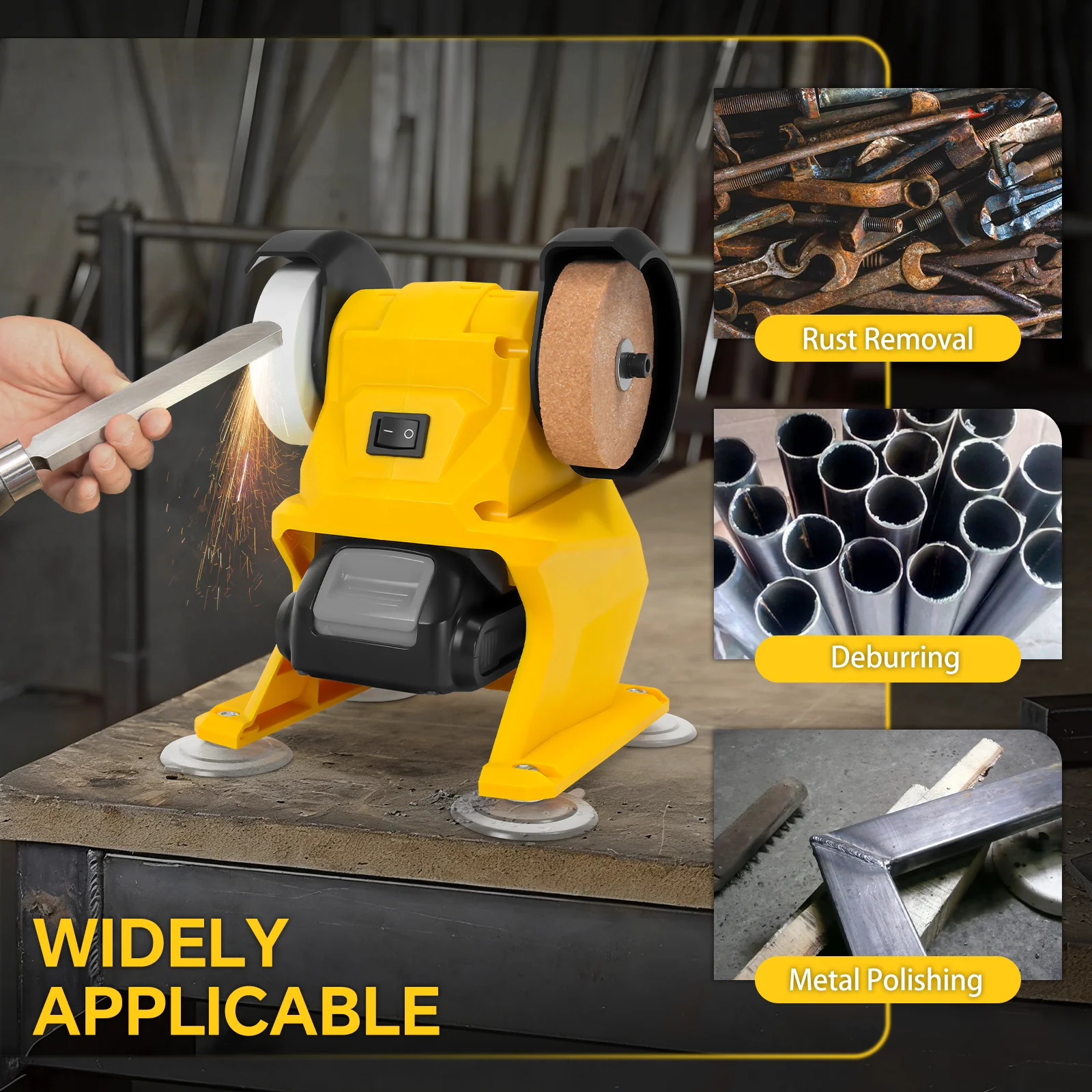 コードレスベンチグラインダー-2-輪-5500rpm-電動研削研磨機金属研磨-diy-ツール-dewalt-20v-バッテリーピン用