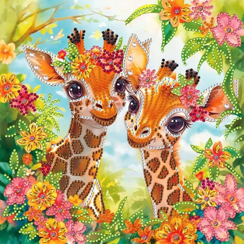 

CHENISTORY Diy 5d Diamond Painting Animal Giraffe Pattern, Partial Special Shape Diamond Art Painting Cross Stitch Home Decor