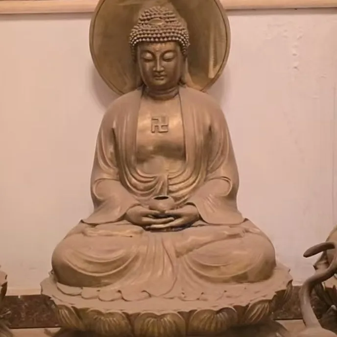 CZ Buddhist Hall Home Offering Sanbao Buddha Tathagata Buddha Bronze Statue Copper Casting Sculpture