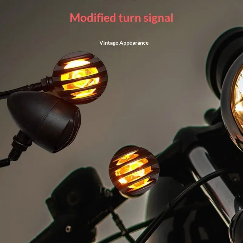 Cafe Racer New Motorcycle Turn Signal Lights Grill: 1PCS Indicator 12V Amber Front Rear Lamp