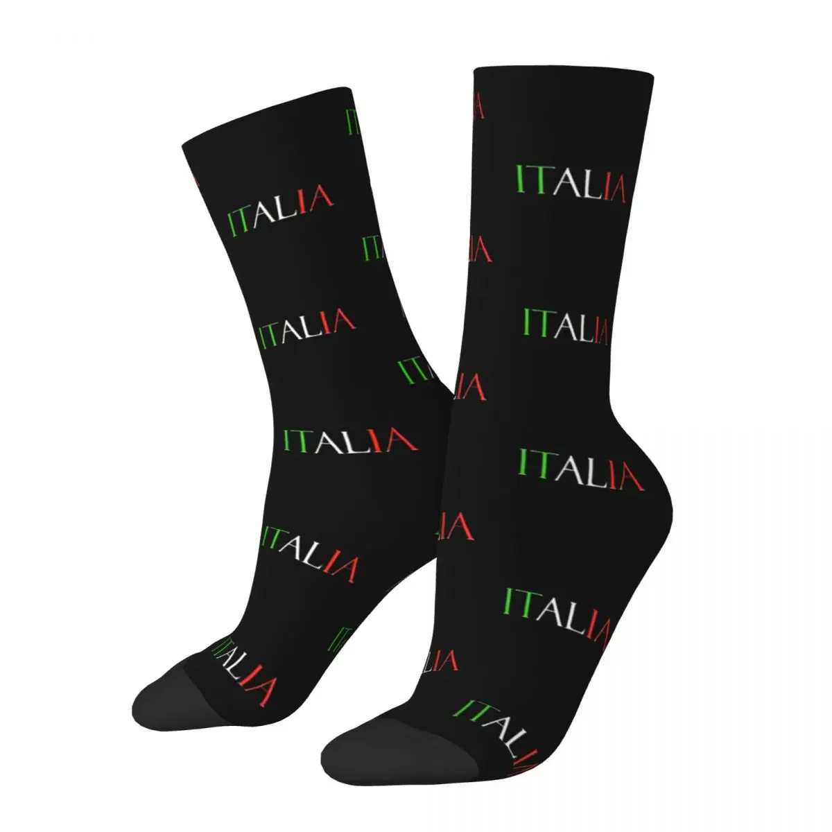 Italia - Italy Flag Colors Men's Socks Vintage Harajuku Street Style Novelty Casual Crew Sock