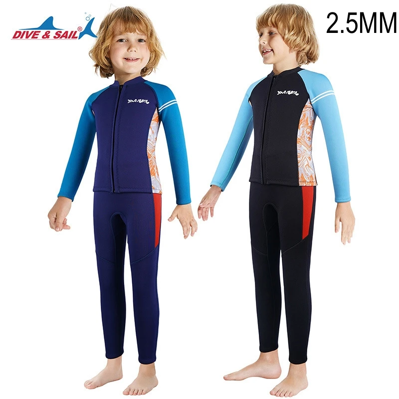 

2.5MM Boys' Two Pieces Scuba Keep Warm Snorkeling Diving Jackets+Pants Neoprene UnderWater Hunting Kayaking Swim Surfing WetSuit