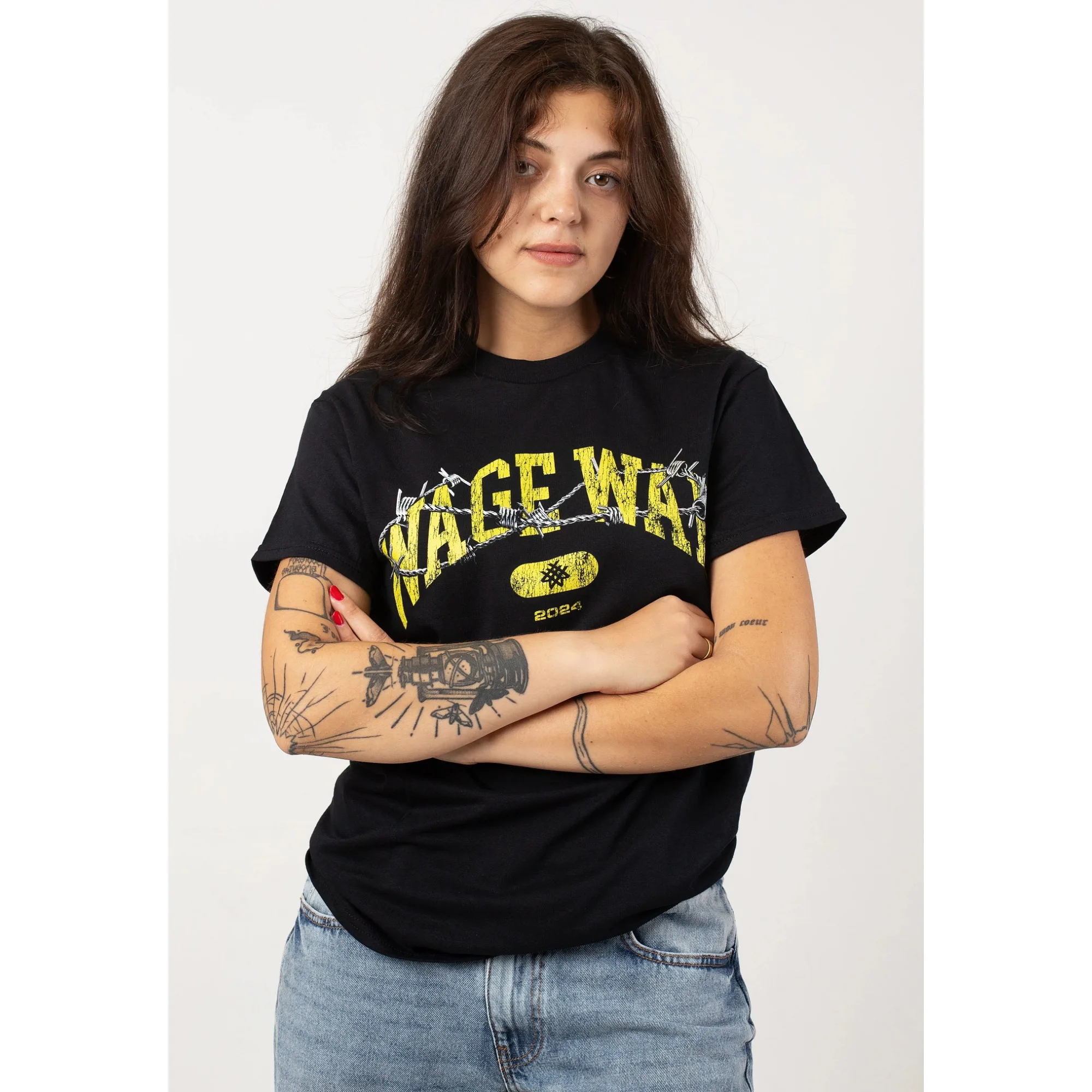 

High-quality Summer 2025 Women Casual Sports Prue Cotton T-shirt Trendy Brand Wage War Flowers Printing Top Oversized Unseix Top