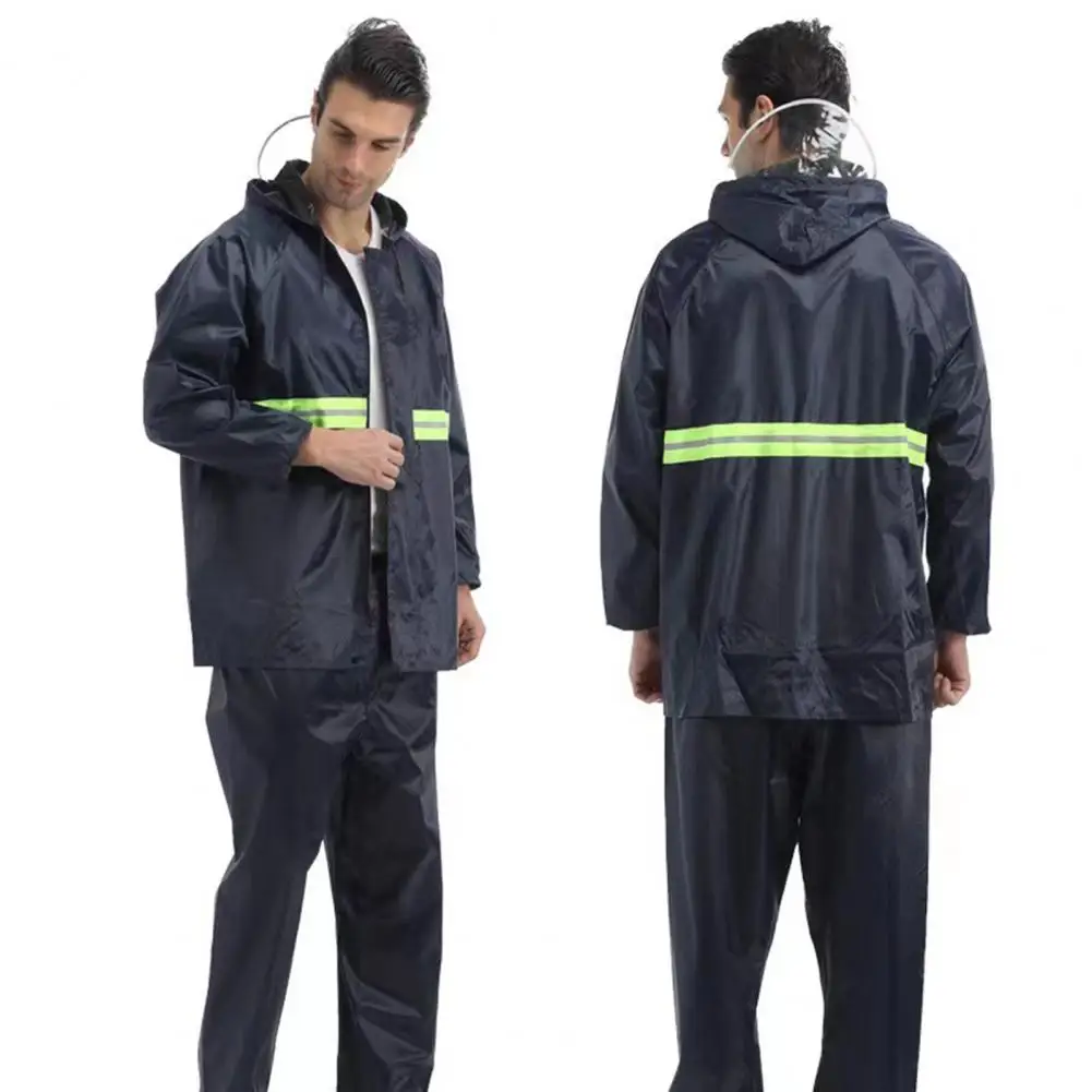Waterproof Raincoat Adults Waterproof Rain Suit Set High Visibility Reflective Outdoor Hooded Jacket Trouser Breathable for Men