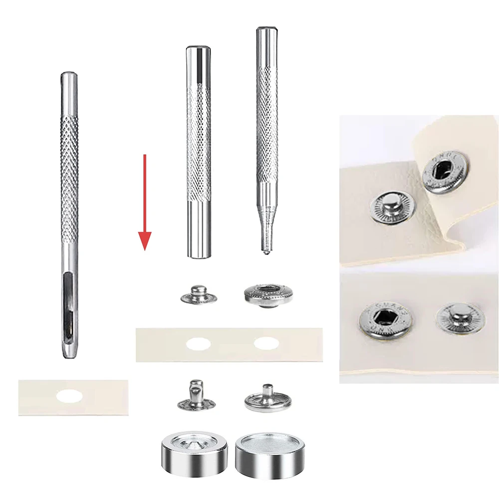 12.5 ملم أزرار إطباقية مجموعة أدوات تثبيت معدنية شديدة التحمل لملابس الدنيم الجينز السراويل حقائب جلدية جاكيتات (فضي) #6