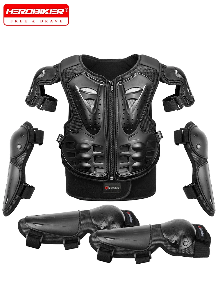 Motorcycle Armor For Kid's Chest Vest Protection Motocross Armor Jacket Protective Armors Riding Kneepads Moto Full Armor