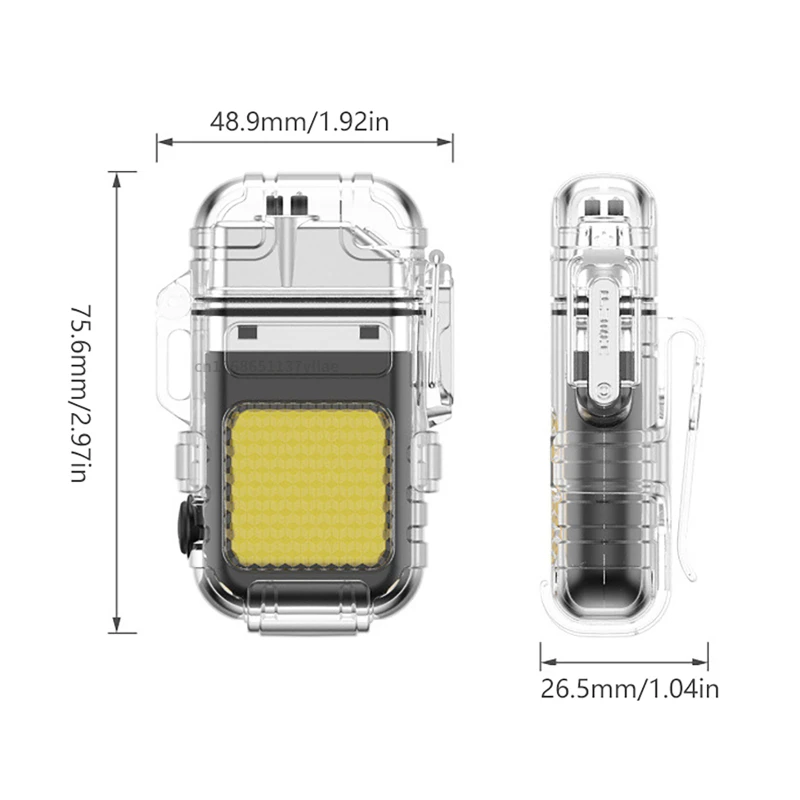 Portable with COB Light Tpye-C Rechargeable Lighter Outdoor Waterproof Windproof Double Arc USB Lighter Camping Survival Tool