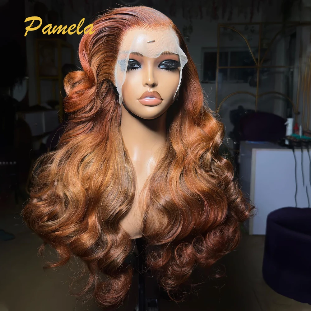 

Blonde Glueless Wig Human Hair Ready To Go Body Wave 250% Density Ginger Orange 13x4 HD Transparent Lace Frontal Wig Pre plucked