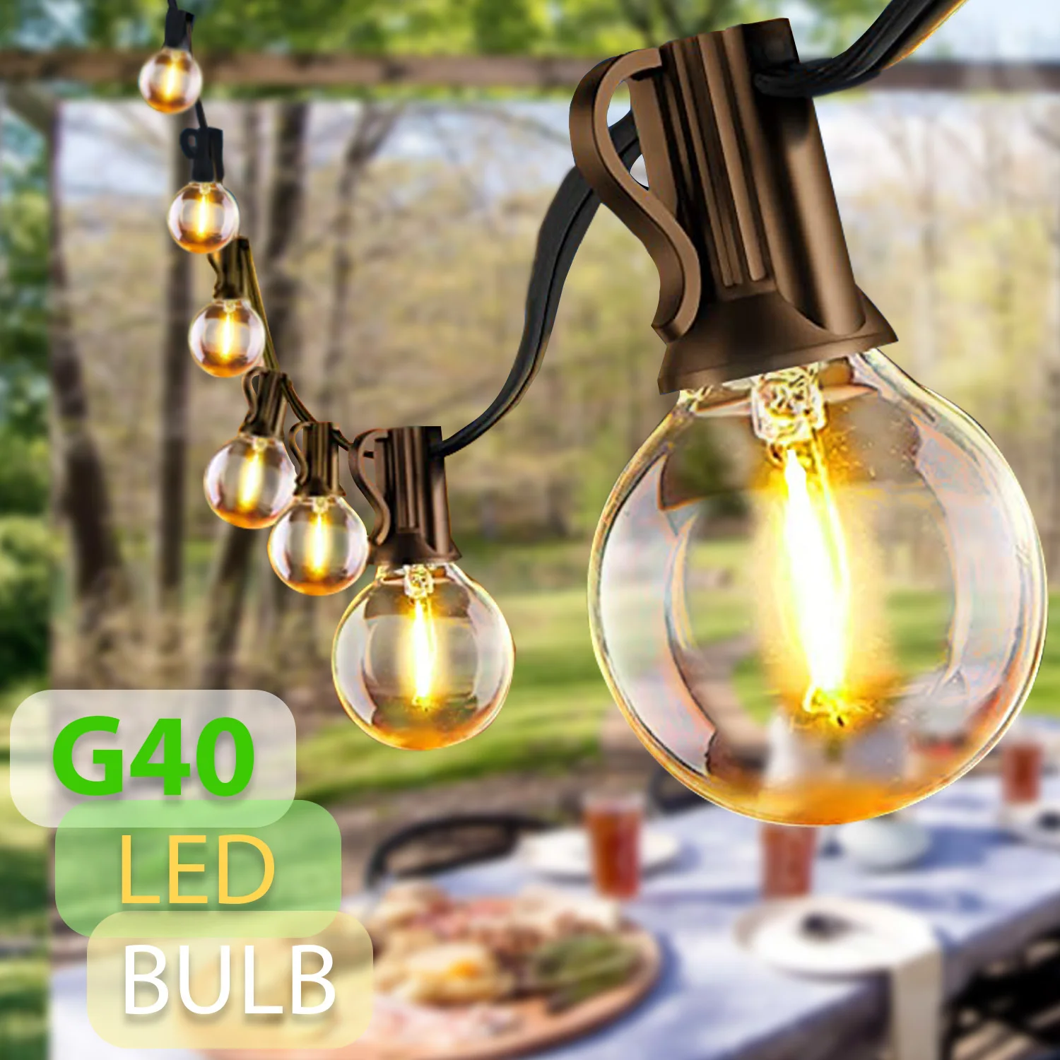 

7/12/21m Solar LED Light G40 Bulbs Outdoor Garlands Lamp Garden Fairy Light String Waterproof Christmas Garland Yard Decoration