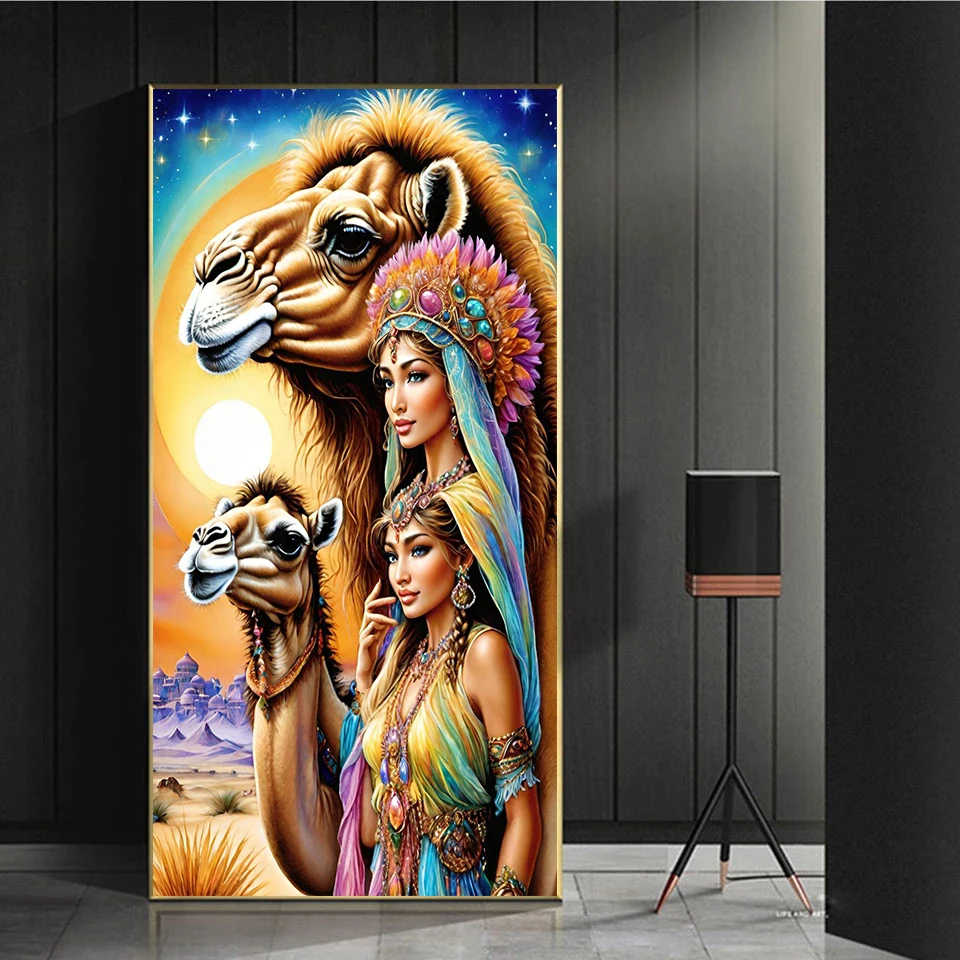 5D DIY Diamond Painting Women ride camels Diamond Mosaic Queen Embroidery Cross Stitch Kit Home Decoration Gift