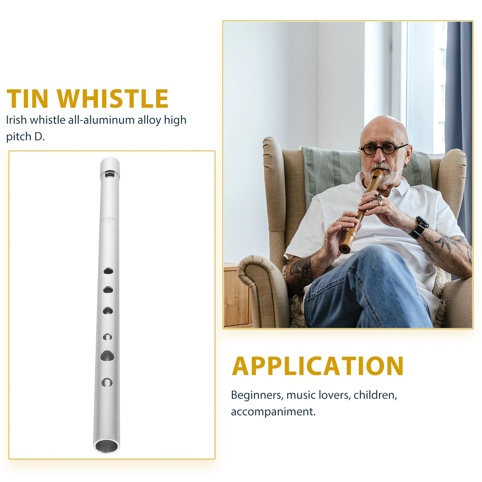 

D Whistle Fern Kids Clarinet Instrument Silver Aluminum Alloy Flute for Beginners