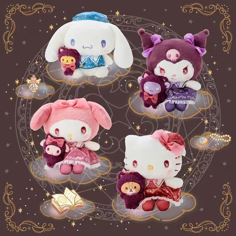 

Kawaii Magic Series Hello Kittys Melodys Kuromis Cinnamorolls Plush Toy Cute Cartoon Decoration Soft Fill Doll Kids Holiday Gift