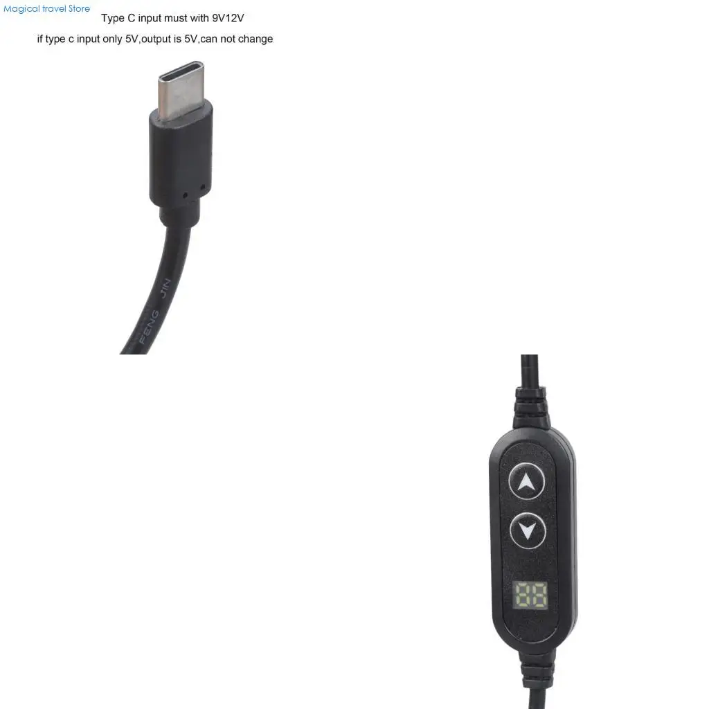 N2UB USB Type C To 5V9V12V15V24V Car Power Converters With Adjustable Voltages Digital Readout For Electronic Devices