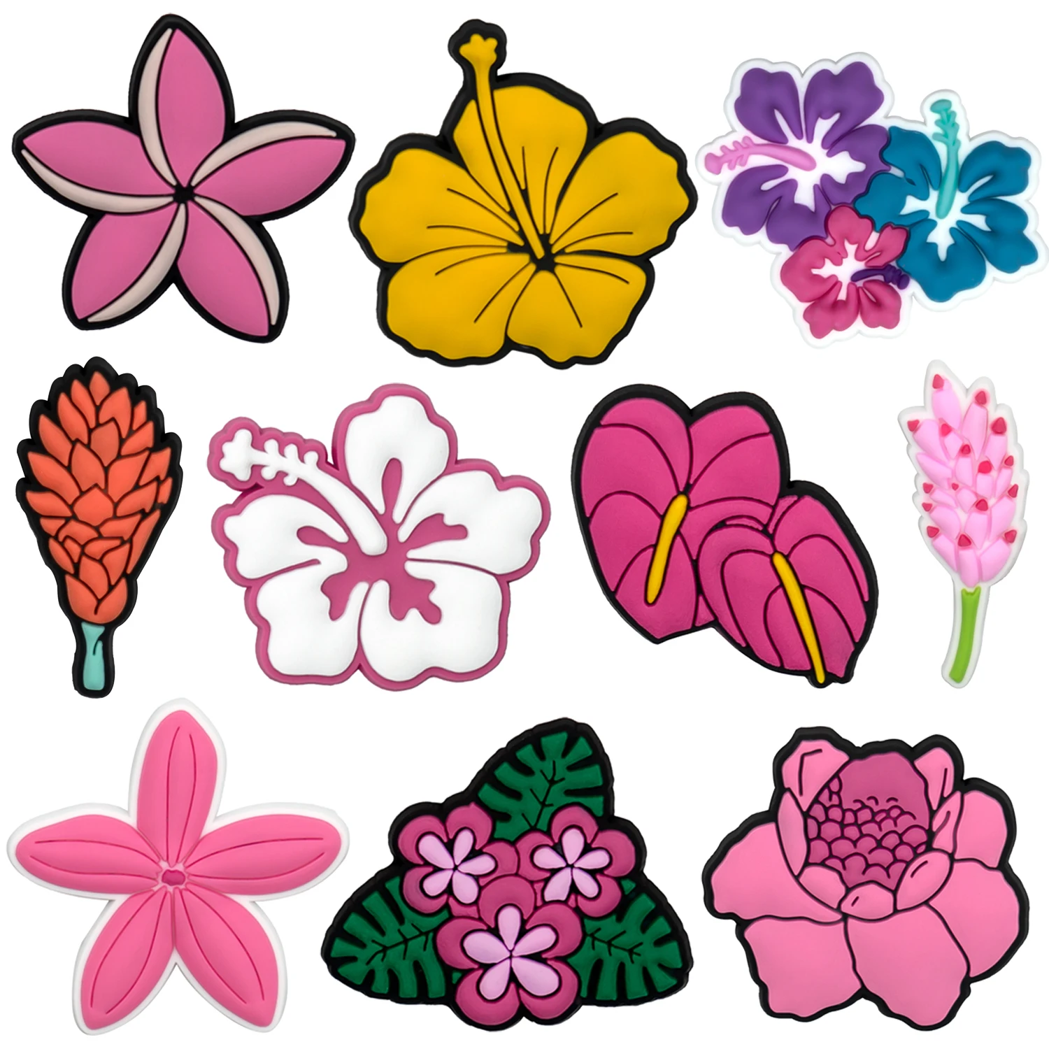 1/10 Stück Ingwer-Blumen-Schuhanhänger für DIY Frauen und Mädchen, rosa Blumen-Schuhzubehör, Dekoration, Ähre, Anstecknadel, Clog für Kinder – Detail 2