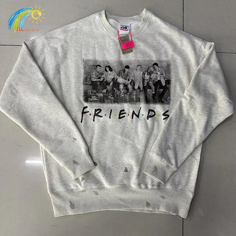 

Men Women Unisex Gray SAINT FRIEND Sweatshirts Best Quality Cotton Oversized Movie Poster Print Crewneck Pullovers Inside Tags