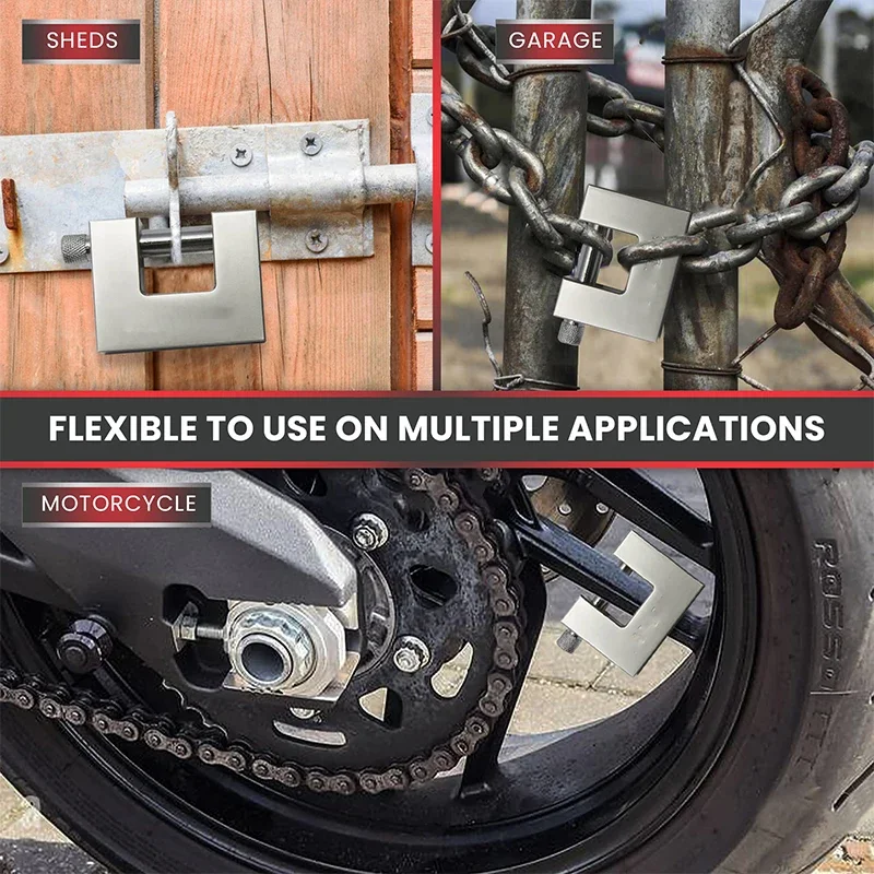 قفل مع مفتاح ، أمان عالي ، خدمة شاقة ، قفل على شكل حرف D ، حماية باب المرآب ، بوابة ومستودع حاويات ، 3 مفاتيح