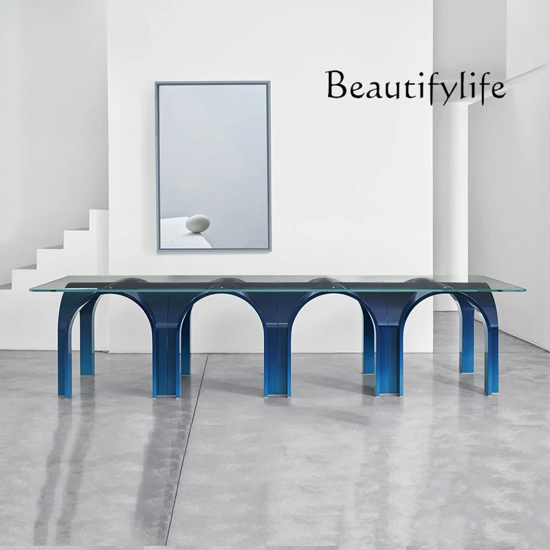 

Arch Bridge Door FRP Multi-person Dining Table Desk Small Unit Round Table Glass Conference Resin Long Table