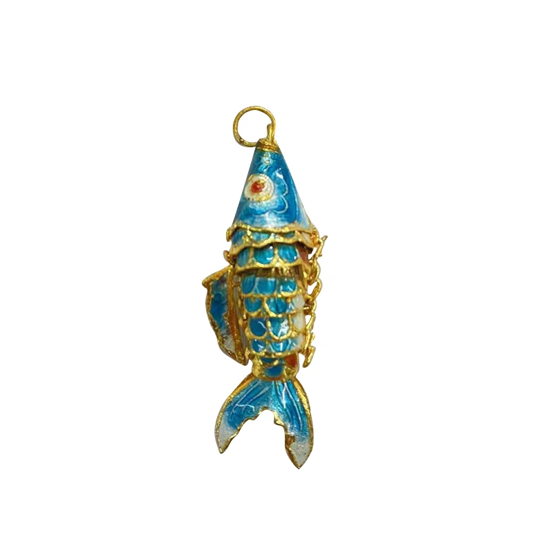 2pcs 5cm Handmade Vintage Goldfish Pendants DIY Jewelry Making Part Chinese Cloisonne Enamel Fish Charms Animal Accessories