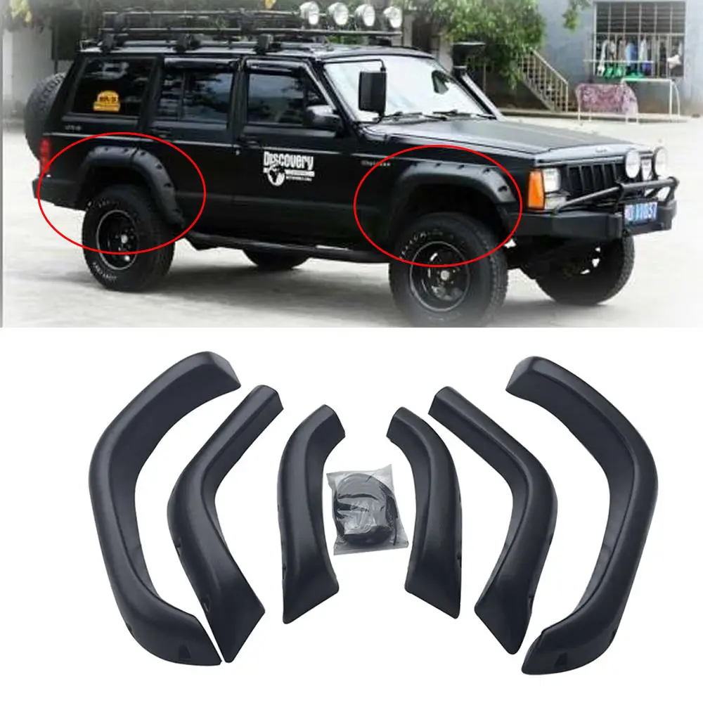 For 1984-2001 Jeep Cherokee XJ 4 Door Pocket Riveted Wide Fender Flares ABS Textured Wheel Arch