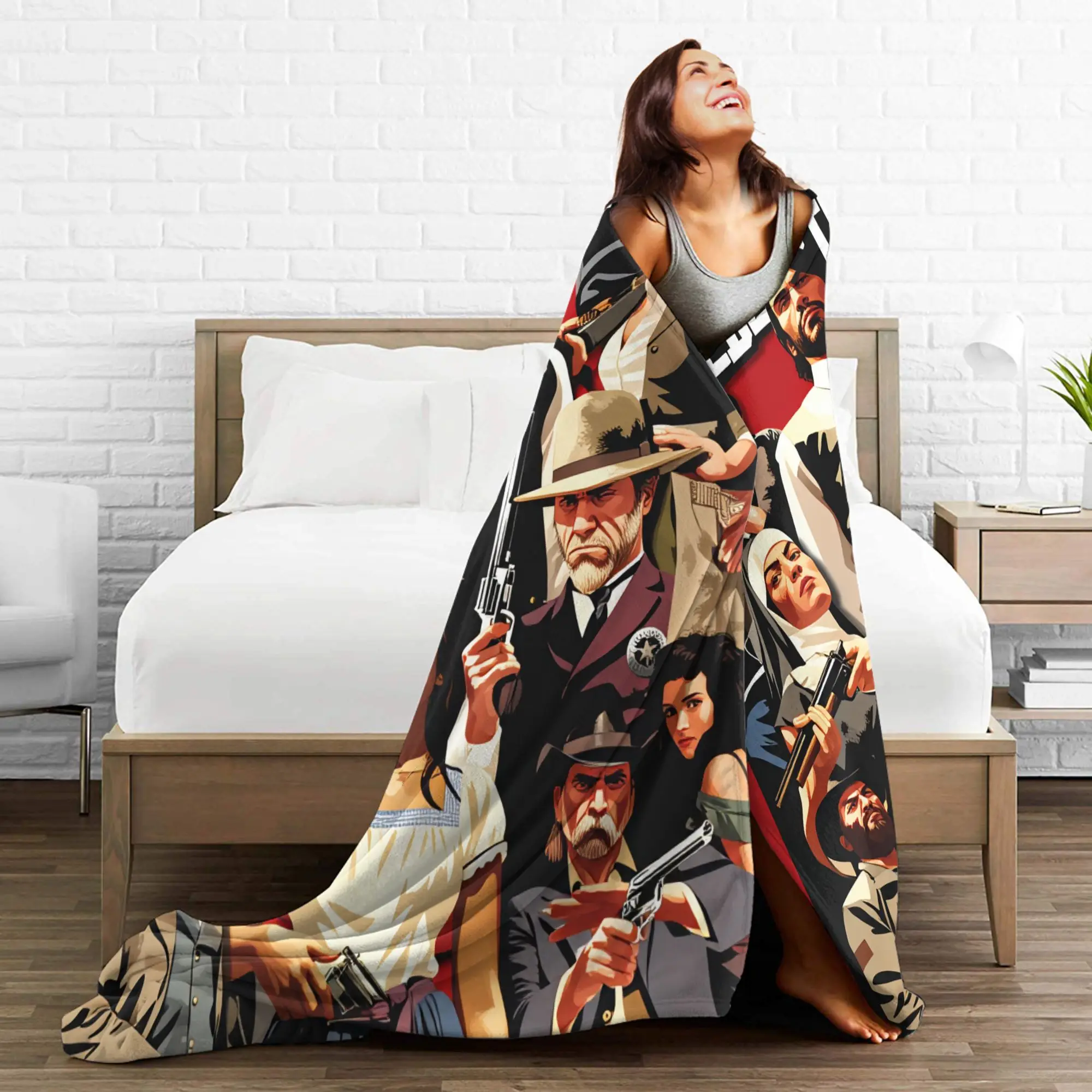 مورغان هارتس ويست كاوبوي البطانيات لينة الدافئة الجمالية أفخم رمي بطانية للأطفال الكبار الأريكة السرير الفانيلا المفرش غطاء السرير #4