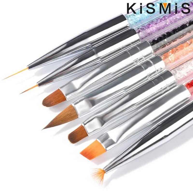 

KISMIS 7Pcs/Set Professional Nail Art Brush Set For Manicure Rhinestone Acrylic Paint Brushes Kit UV Gel Polish Nails Lining Pen