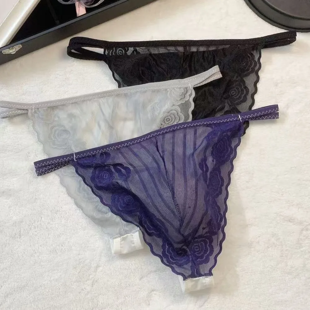 New Lace String Homme Transparent Men's Underwear Adults 18 Plus Size Lingeries For Man Thong U Convex Tanga Thin Mens Panties