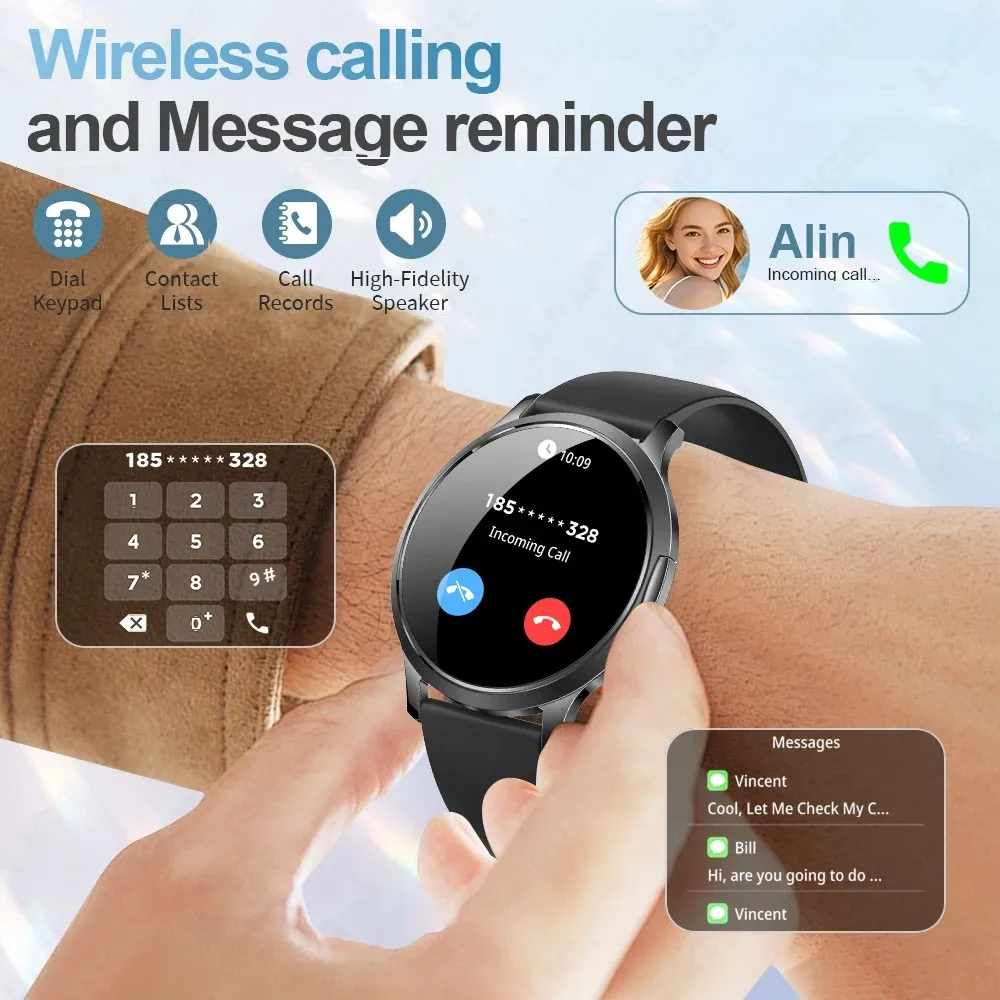 LIGE ساعة ذكية للنساء 1.32 "AMOLED Smartwatch شاشة فائقة الوضوح جهاز تعقب للياقة البدنية الساعات الصحية الرجال مقاوم للماء Reloj Inteligente