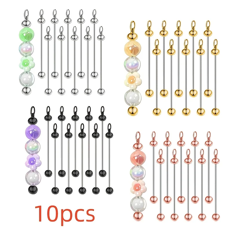 Cheap Delicate Handmade 10pcs Bulk Stylish Blank Bead Keychain Rods Jewelry Supplies Rental Student Car Home Daily Ornament