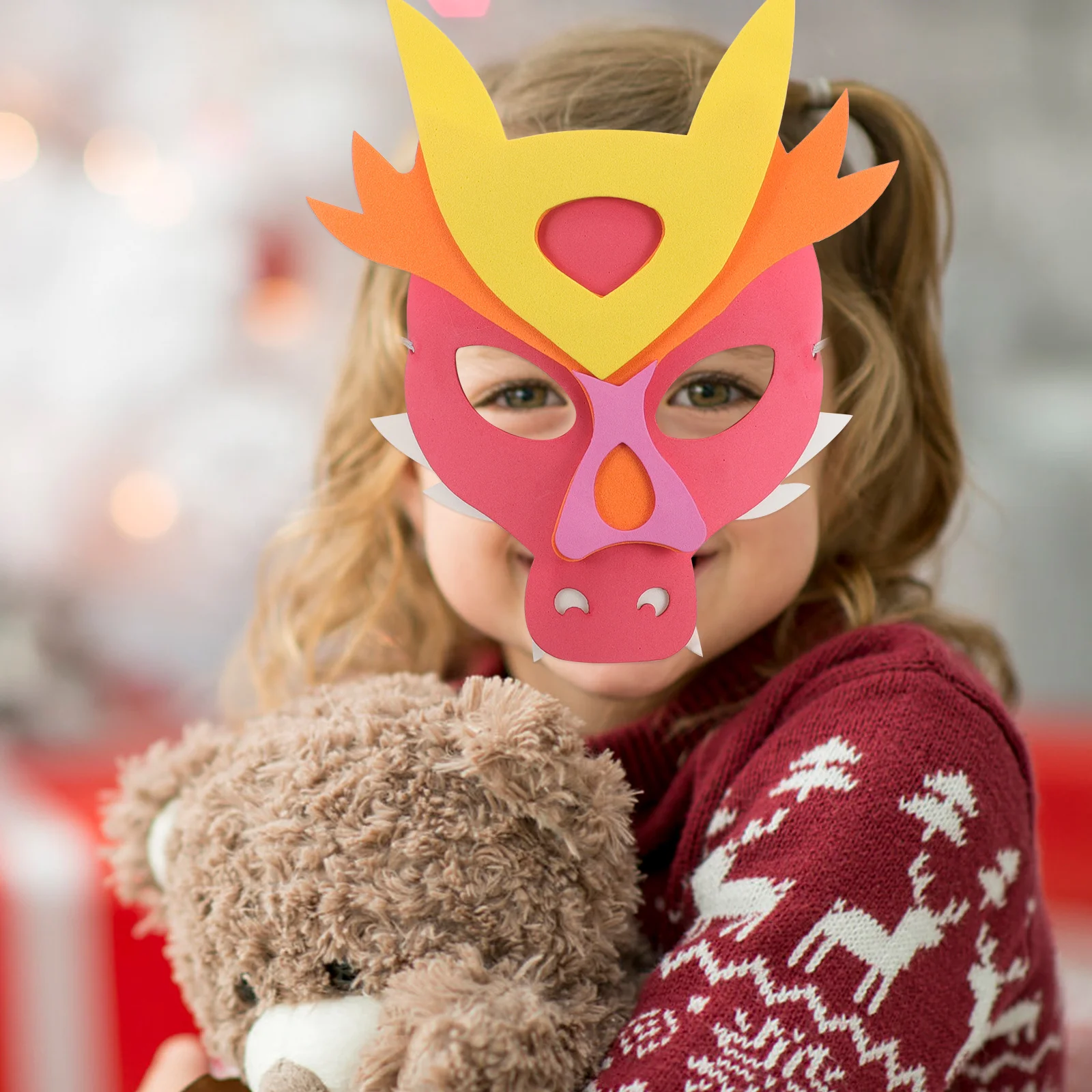 4-teilige Drachenmaske für Kinder, niedliche Tier-Cosplay-Maske für Party, Maskerade, Bühnenaufführung, dekoratives Accessoire