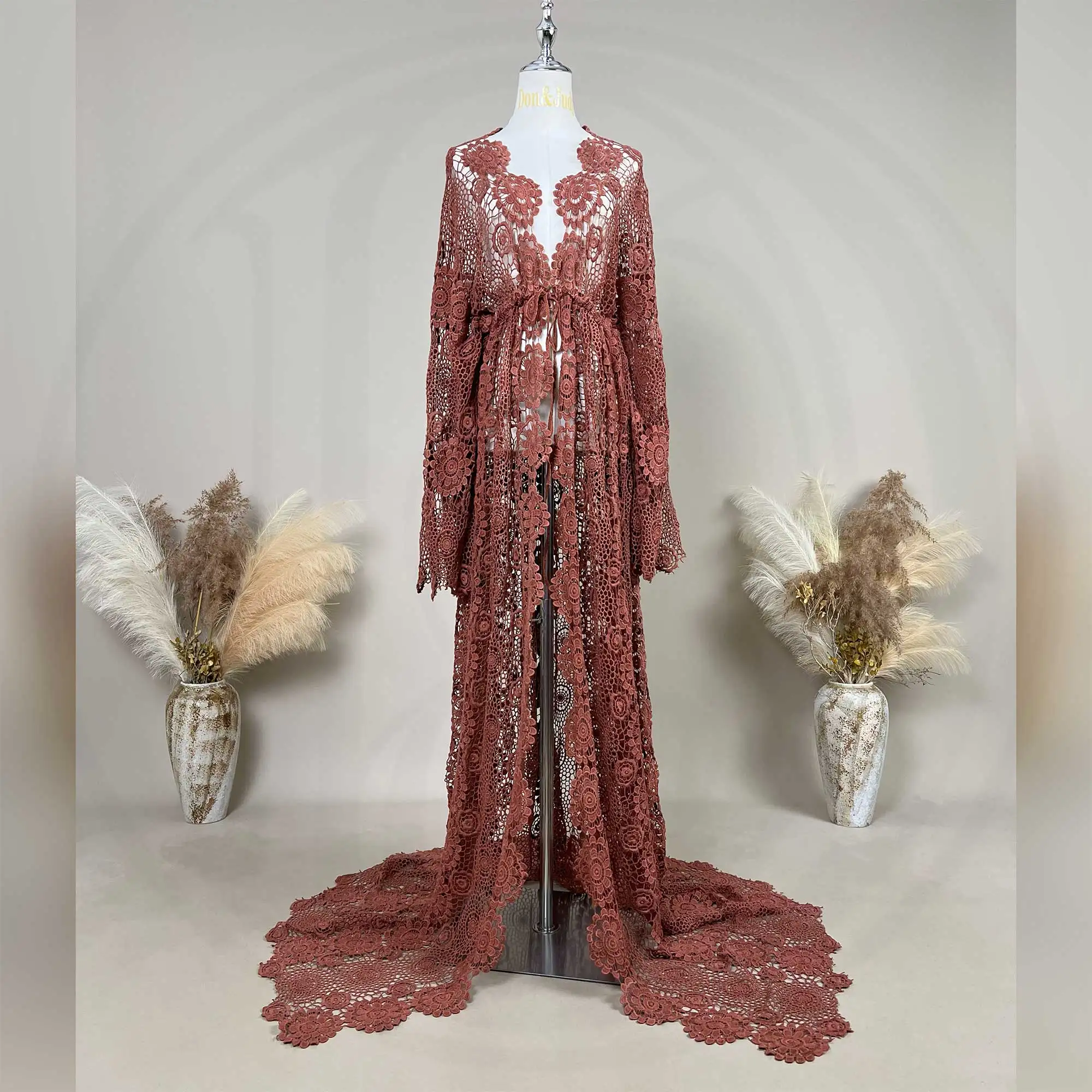 Don&Judy Boho Maternity Dress Vintage Cotton Pregnancy Photography Evening Party Robe Maxi Non-maternity Gown Photo Prop 2023 view 5
