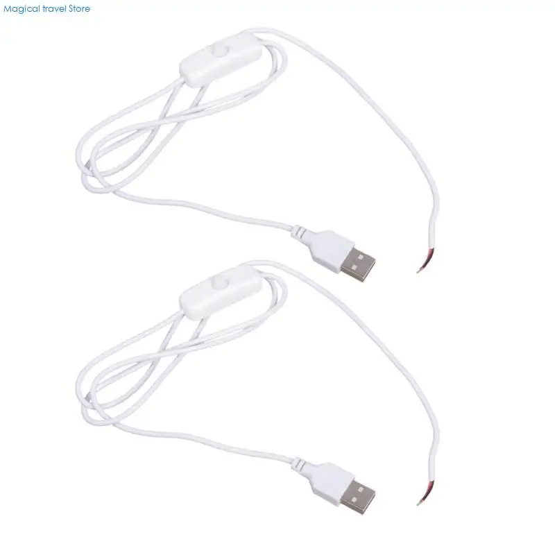 N2UB Practical USB Power Cable with Switches 2 Pin Bare Ends 1.5m for Projects