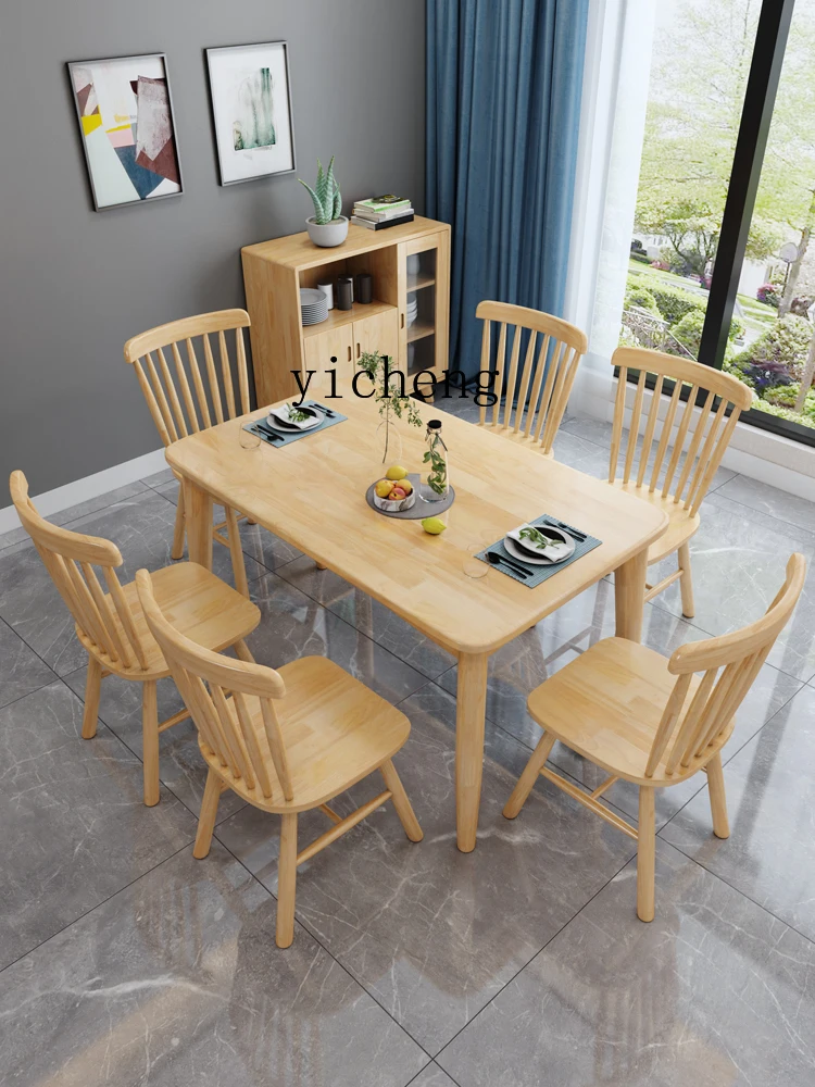 Zws Simple Solid Wood Dining Table Home Solid Wood Dining Table Japanese Table and Chair Combination