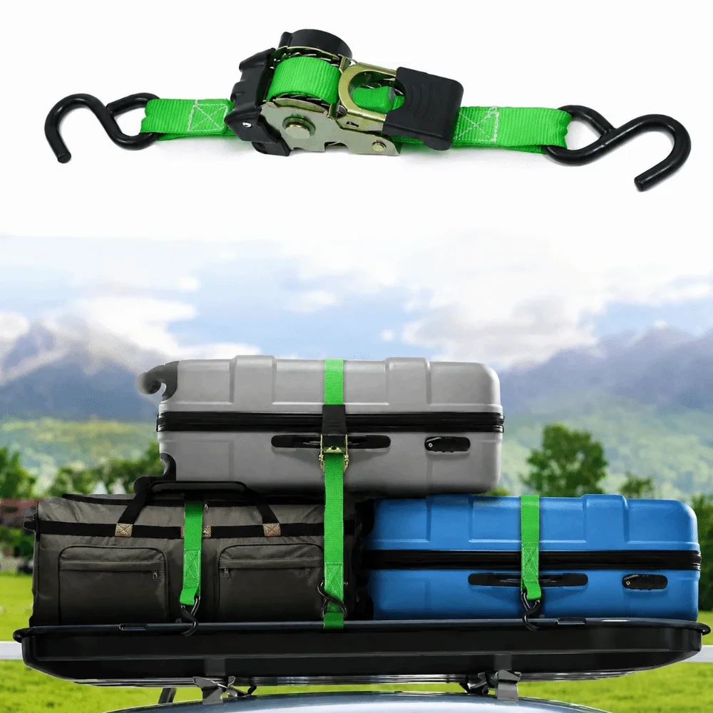 Sturdy Webbing Retractable Ratchet Tie Down Straps Solid Ratchet Structure Quick Winding Heavy Duty Cargo Straps