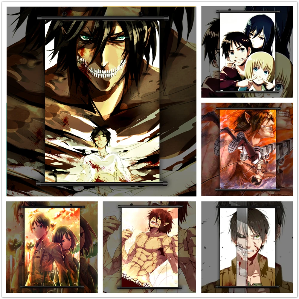 WTQ Attack on Titan Eren Jaeger Anime Manga Canvas Painting Anime Posters Wall Decor Posters Wall Art Picture Home Decor