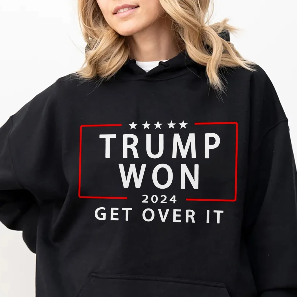 Baumwollpullover mit Kapuze, Trump, Präsident der Vereinigten Staaten, Buchstaben-Grafikdruck, lockeres Schulter-Sweatshirt