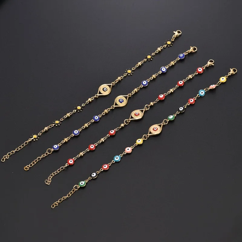 Angel's Eye Epoxy Color Matching Bracelet Women's Electroplating Round Evil Eye Friends  Gift