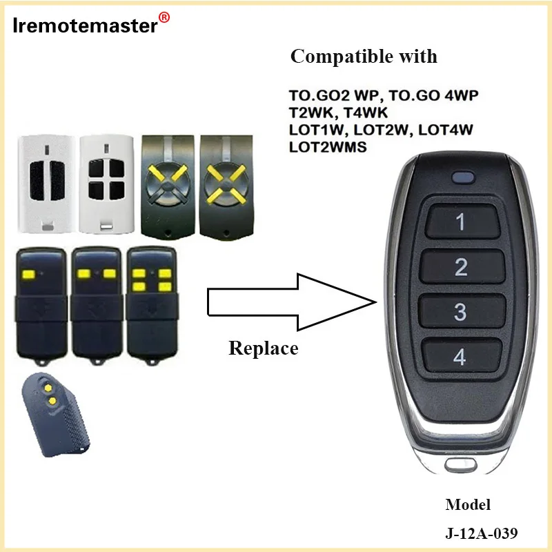 

For Beninca TO.GO Garage Door Remote Control 433.92mhz Rolling Code TO.GO 2WP T2WK LOT1W Gate Remote Control